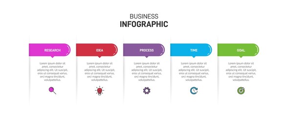 Infographic design with icons and 5 options or steps. Thin line vector. Infographics business concept. Can be used for info graphics, flow charts, presentations, web sites, banners, printed materials.