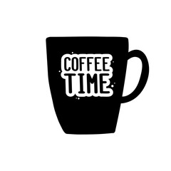 The inscription - Coffee time. It can be used for sticker, patch, phone case, poster, t-shirt, mug etc.