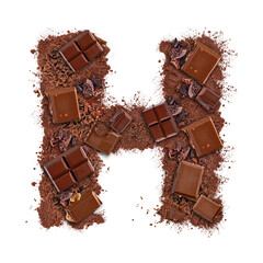 Letter H made of chocolate bar