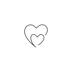 Line illustration of heart and heartbeat. Simple drawing vector illustration.