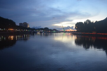 sunset over the river