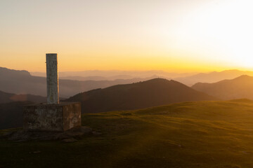sunset in the mountains in Urkiola, basque country
