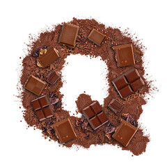 Letter Q made of chocolate bar