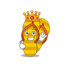 A Wise King of flip flops mascot design style with gold crown