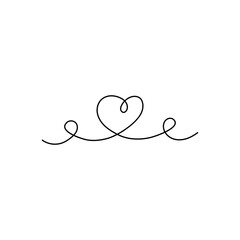 Line illustration of heart and heartbeat. Simple drawing vector illustration.