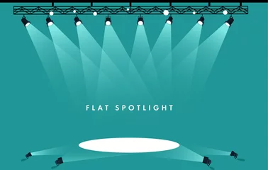 Tuinposter Flat Spotlights empty scene. Illuminated design. Vector illustration © Vitaliy