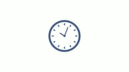 New blue dark clock icon on white background,counting down clock icon