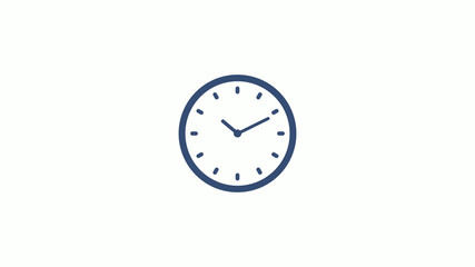 New blue dark clock icon on white background,counting down clock icon