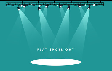 Flat Vector stage with set of blue spotlights. Blue stage lights. esp 10 - obrazy, fototapety, plakaty