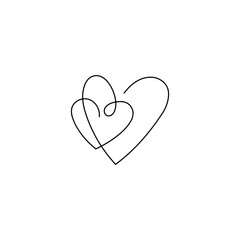 Line illustration of heart and heartbeat. Simple drawing vector illustration.