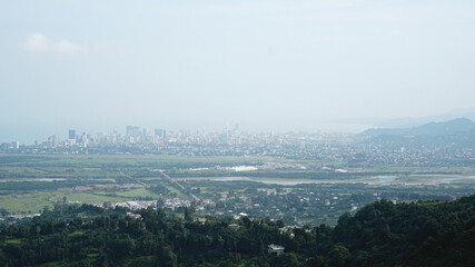 Obraz premium View of Batumi bay and cityscape in Georgia with skyline on sunny day