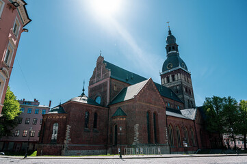 Riga Cathedral on Dome Square in the Old Town of Riga, Latvia.