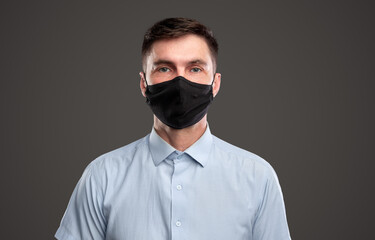 Middle aged man in protective mask