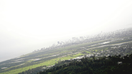 View of Batumi bay and cityscape in Georgia with skyline on sunny day