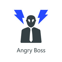 Angry boss icon. Vector illustration. Flat line icon