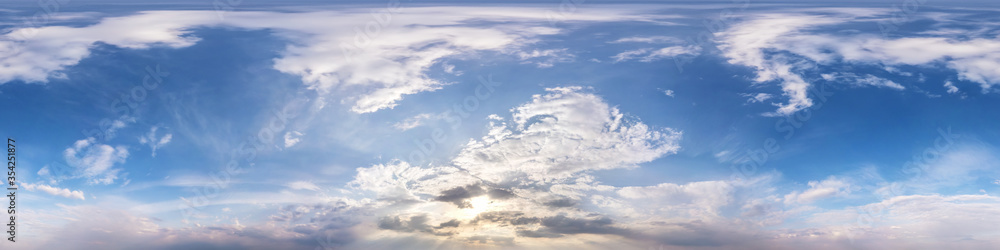 Wall mural dark blue sky before sunset with beautiful clouds. seamless hdri panorama 360 degrees angle view wit