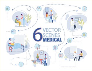 Vector Medical Scene with Doctor Nurse and Patient
