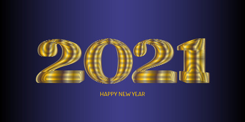 2021 Happy new year. 3d  numbers wireframe style. Vector golden numbers. Design of greeting card. Vector illustration.