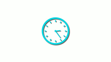 Amazing cyan 3d clock isolated on white background,clock icon