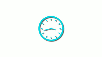 Amazing cyan 3d clock isolated on white background,clock icon