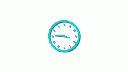 Amazing cyan 3d clock isolated on white background,clock icon