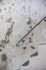 Stairs  with a hand railing in an old castle. 