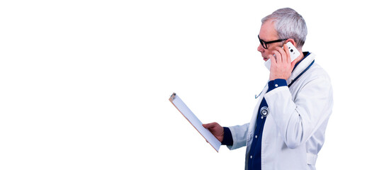 doctor giving her diagnosis by mobile phone