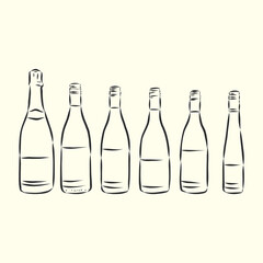 Sketch wine bottle . wine bottle, vector sketch illustration