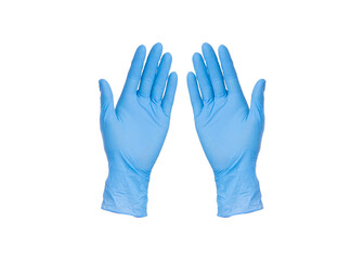 Pair of blue gloves isolated on white background