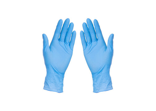 Pair of blue gloves isolated on white background