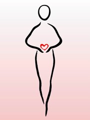Pregnancy, pregnant woman, menstruation, gynecology icon, logo, vector