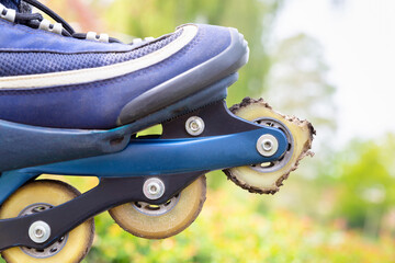 Broken skate wheel under skate