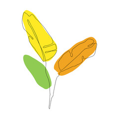 Leaves icon Line art. Minimal flora design with abstract shape background  for cover, prints, fabric and wallpaper. Vector illustration