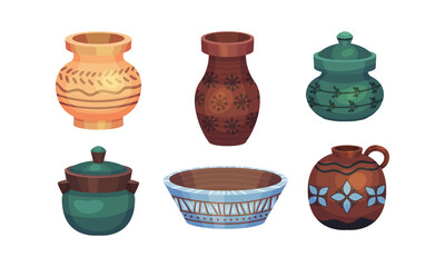 Ceramic Vessels and Containers for Interior and Kitchen Use Vector Set