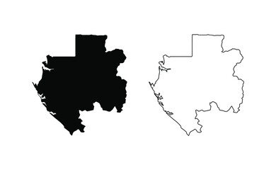 Obraz premium Gabon map silhouette line country Africa map illustration vector outline African isolated on white background