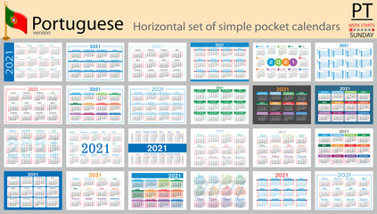 Portuguese horizontal pocket calendar for 2021