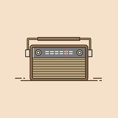 Vintage radio vector image. Flat design style