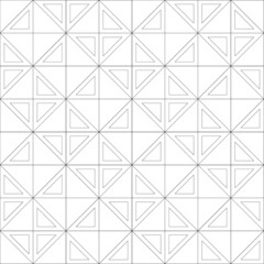 Geometric square vector pattern. The pattern is formed from the square shape. Repeating and rotating the pattern. Abstract seamless patterns with squares. Black and white in 2D CAD drawing. 
