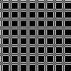 Geometric square vector pattern. The pattern is formed from the square shape. Repeating and rotating the pattern. Abstract seamless patterns with squares. Black and white in 2D CAD drawing. 
