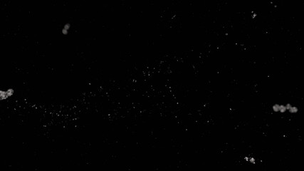 dust particles on black background, flying dirt overlay texture with depth of field