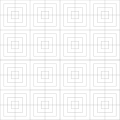 Fototapeta premium Geometric square vector pattern. The pattern is formed from the square shape. Repeating and rotating the pattern. Abstract seamless patterns with squares. Black and white in 2D CAD drawing. 