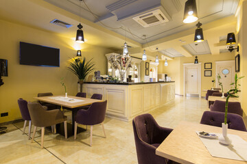 Empty new hotel restaurant interior