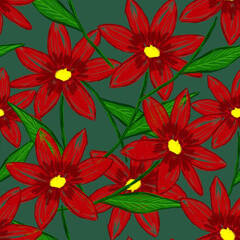 Seamless floral pattern. Floral print for printing on fabric, wallpaper, paper, packaging, notebooks, notebooks, postcards and other surfaces.