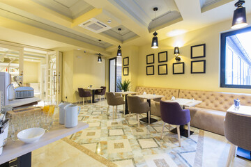 Empty new hotel restaurant interior