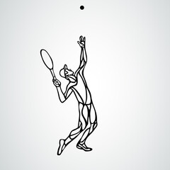 Tennis player, black outline vector creative silhouette eps10