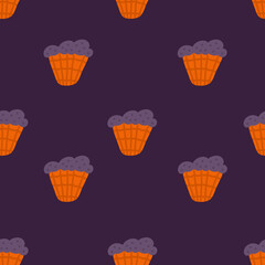 Cupcake pattern. Decoration for Halloween. Suitable for textile and wrapping paper.