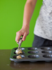 Obraz na płótnie Canvas Baking Cookies at Home with Green Screen Background
