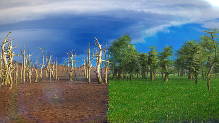 Fototapeta premium climate change impact on nature, global warming crisis 