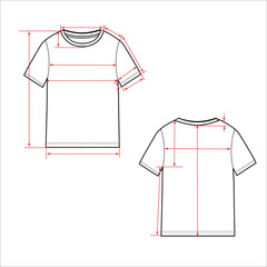 Women's simple t-shirt design. Apparel template, Fashion Flat Sketch vector.