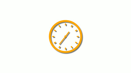 Orange color 3d clock isolated on white background,3d clock icon